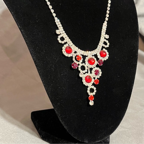 Prom/Special Occasion Necklace and Earrings, Red - Picture 5 of 14